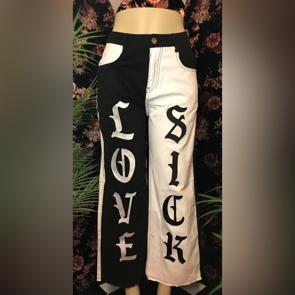 NWT Current Mood Love Sick Two Tone Wide Leg High Waist Cropped Jeans Sz Small